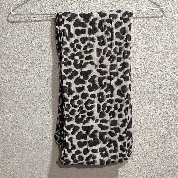 Leopard Print Infinity Scarf - Black and White, Sheer and See Through - Picture 8 of 8